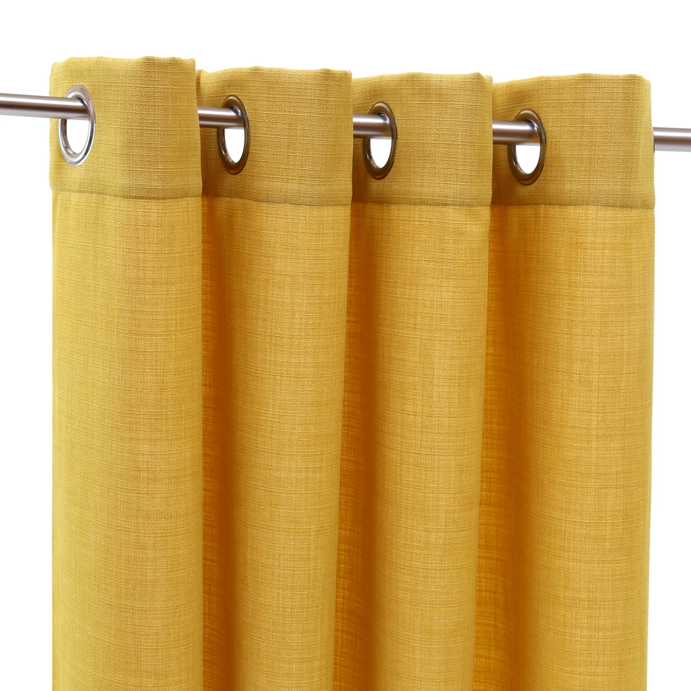 Rideau jaune moutarde en tissu texturé, produit photographié pour Mondial Tissu.